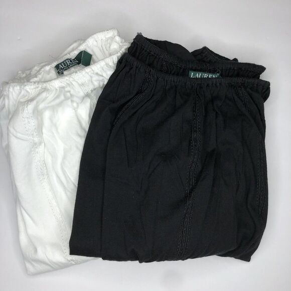 Lauren Ralph Lauren Tops - Lauren Ralph Lauren Women's M Black White Short Sleeve Off Shoulder Top Lot of 2